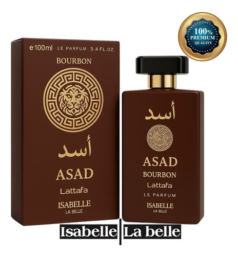 Perfume Arábe Asad Bourbon 100ml - Marca Isabelle La Belle | Fixação Intensa, Notas Amadeiradas Marcantes E Elegância Masculina