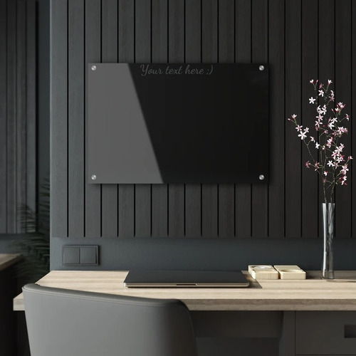 Painel Lousa Quadro De Aviso De Vidro Preta 120x70cm 6mm Cor Preto Liso