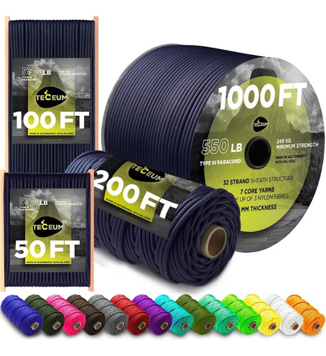 Cuerda Paracord Teceum, 305m/61m Nylon Tactico Para Superviv