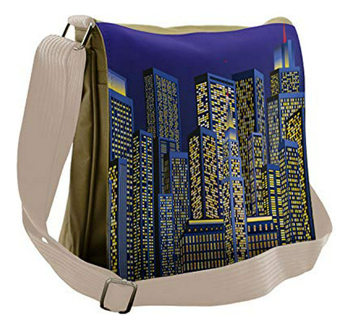 Bolso De Mensajero - Ambesonne Cartoon Bag, Cityscape Square