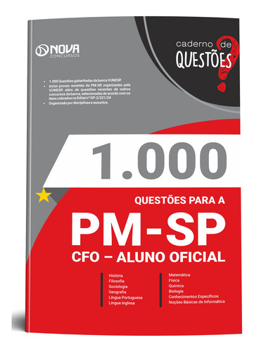 Apostila + Questões Completa Pm Sp 2024 - Aluno Oficial Cfo Polícia Militar De São Paulo - Editora Nova