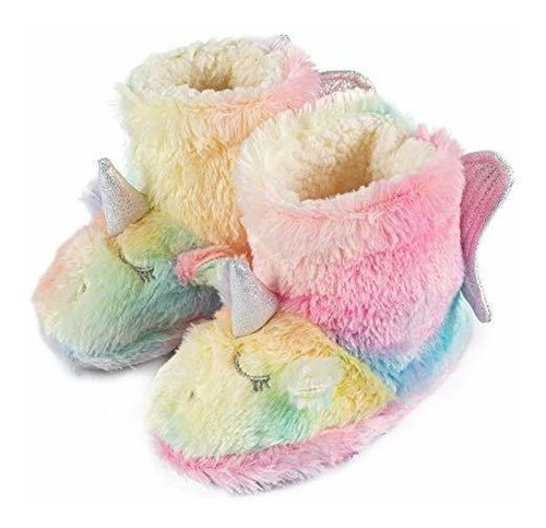 Pantuflas De Arcoiris De Unicornio Acogedoras Para Niños P