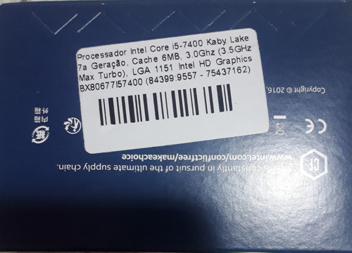 Processador Intel Core I5-7400 De 4 Núcleos E 3ghz