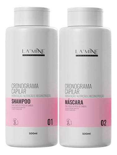 Kit Shampoo + Máscara Cronograma Capilar Lamine 2x500ml