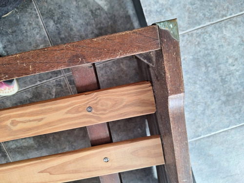 Cama De 1 Y 1/2 Plaza. Armada. Madera Marrón Oscuro (Usado)