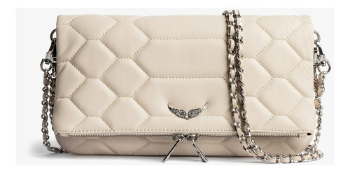 Cartera Bandolera Zadig Voltaire Rock Xl Beige Acolchonada