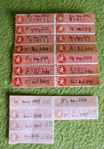 Antiguas Estampillas Pagos Mensuales 1966 Hasta 1973