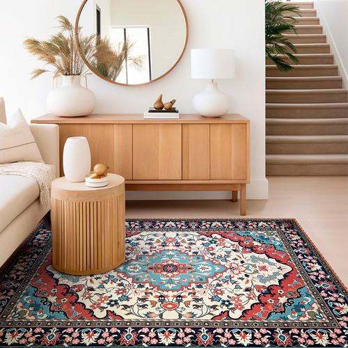 Alfombra Carpeta 100x150 Tipo Persa 90 Living Comedor Roja Color Rojo Diseño De La Tela Clásico