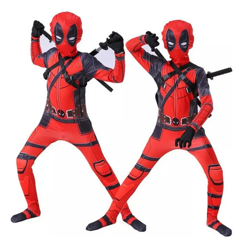 Traje Deadpool Cos + Mochila + Espada Para Crianças Adultos1