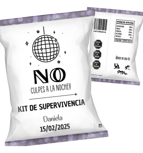 120 Bolsitas Kit Anti Resaca Chip Bag Fiesta Boda Cumples