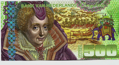 Fk Billete Ceylan 500 Gulden 2016 Polimero Epoca Holandesa
