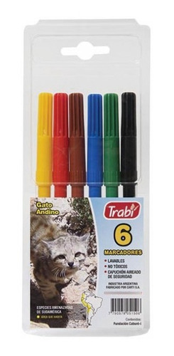 Marcadores Trabi Junior Escolares X6 Colores Lavables 