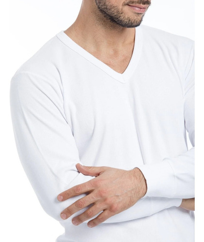 Imagen 3 de 7 de Camiseta Interlock Eyelit Manga Larga Escote V / Art.174