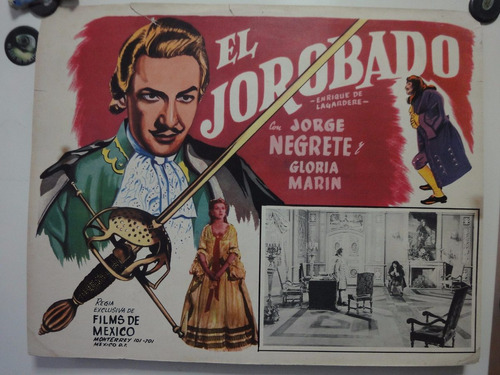 Afiche El Jorobado Enrique De Lagardere Jorge Negrete 1943