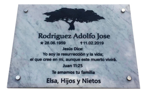 Placa De Marmol Para Funeraria, Cementerio, Lapida 30x30cm.