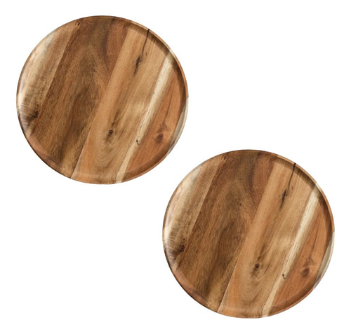 2 Platos De Madera Charola Decorativa Botanera De 15 Cm