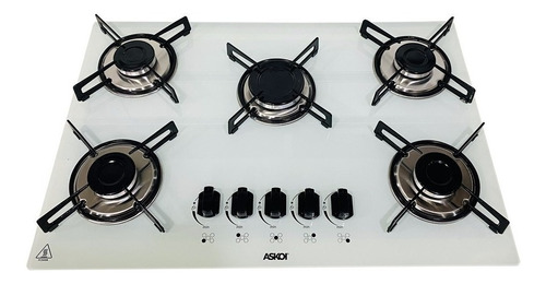 Fogão cooktop gás Askoi Clean Fogão 5 bocas branco 110V/220V