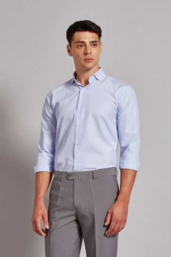 Camisa Devré De Vestir Slim Rayada Celeste Hombre 44d000...
