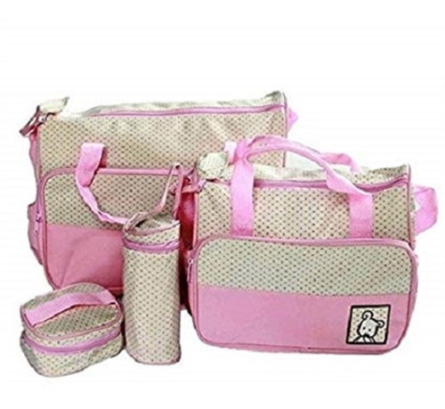 Kit Bolsa Maternidade Do Bebe Porta Mamadeira E Papinha Rosa