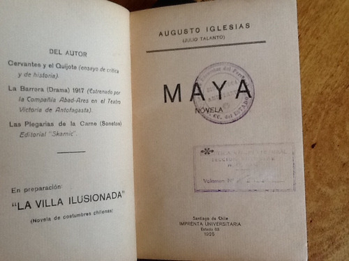 Augusto Iglesias Julio Talanto - Maya Novela 1925