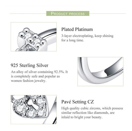 Imagen 6 de 7 de Anillo Candado Amor Ajustable Para Mujer En Plata 925