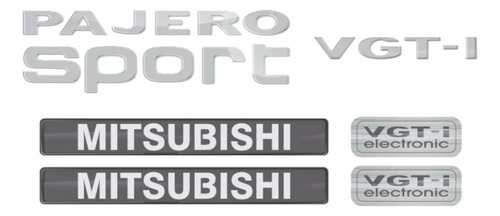 Adesivos Pajero Sport Vgt-i 2009 Mitsubishi Emblemas Prata