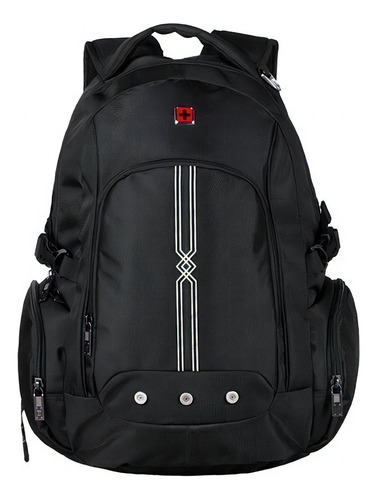 Mochila Portanotebook Swisswin - Art 9498 Color Negro Diseño de la tela Liso