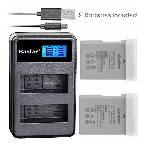 Batería Kastar X2 Y Cargador Dual Lcd Slim Para Nikon