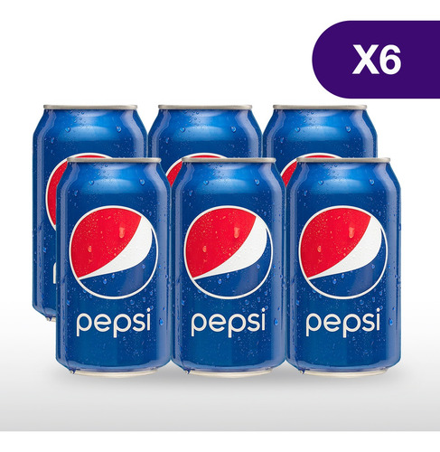 Imagen 1 de 1 de Refresco Pepsi De Lata De 355ml - 6 Unidades