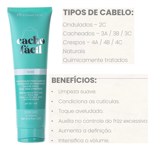 Ativador De Cachos Gloss Modelador Home Care 300ml Fit Cosmetics