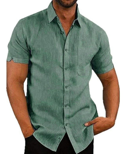 Camisas De Manga Corta Para Hombre, Blusas Casuales De Algod