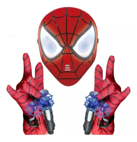 Guantes El Par Lanza Dardos + Mascara C/luz Spiderman Araña