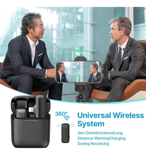 Ulanzi J11 Micrófono De Solapa Inalámbrico Para iPhone iPad, Color Negro
