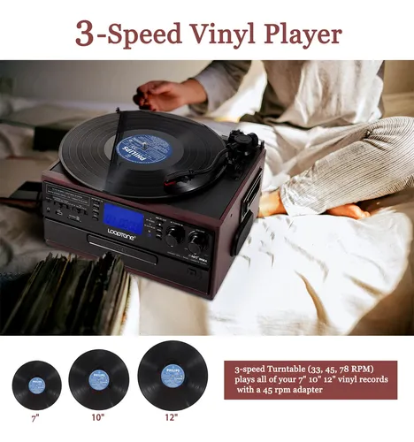 Tocadiscos Bluetooth 10 En 1 Reproductor Vintage Y Radio