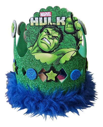 Corona Festejado Hulk Para Cotillón Cumpleaños Avengers 