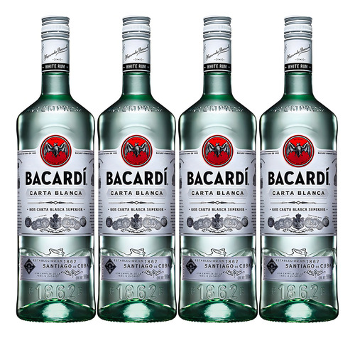 Pack De 4 Ron Bacardi Carta Blanca 980 Ml