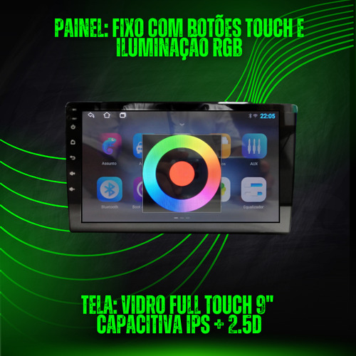 Mp5 Touch 9'' Android 14 Carplay Sem Fio Bluetooth Som Carro