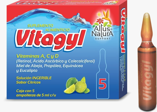 Vitagyl Ampolletas Altus Natura Support 5 Amp 5ml C/u Sabor Sin Sabor