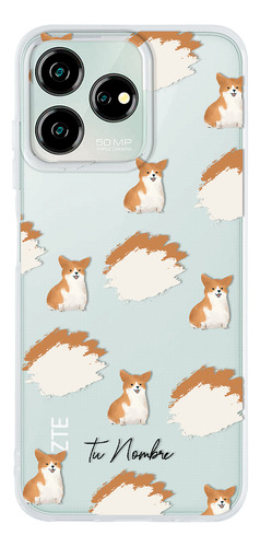 Funda Para Zte Para Mujer Perrito Corgi Manchas Con Nombre