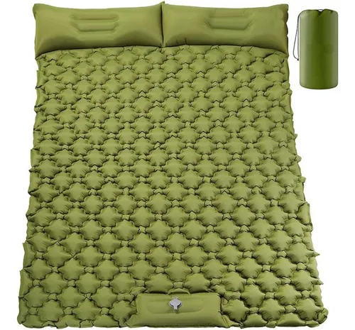 Colchón Doble Inflable Almohada Dormir Aire Libre Campamento