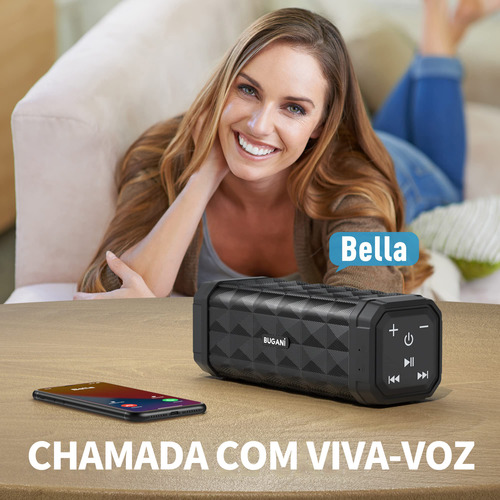 Bugani M99c Alto-falante Portátil Sem Fio Com Bluetooth Preto