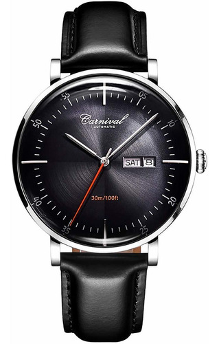 Reloj Hombre Pasoy 8894g Automático 42mm Pulso Negro En