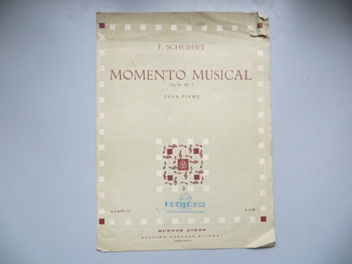 Momento Musical Op 94 N° 3 Para Piano F Schubert Partitura 