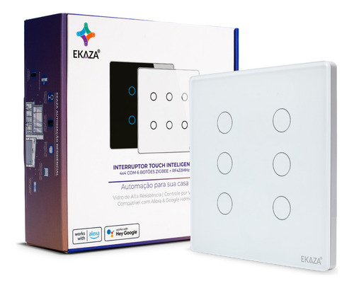 Ekaza Interruptor Inteligente Zigbee 3.0 4x4 6 Botões Alexa