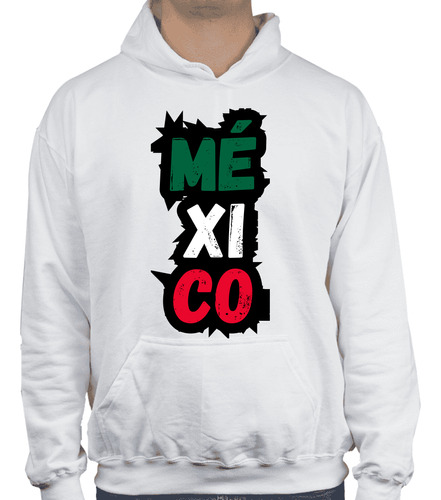 Sudadera Capucha Unisex Diseño México Tricolor