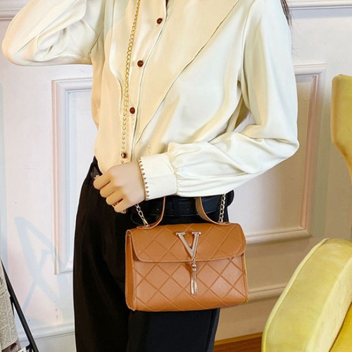 Bolso De Hombro Con Borlas En Forma De V Estampado A Cuadros