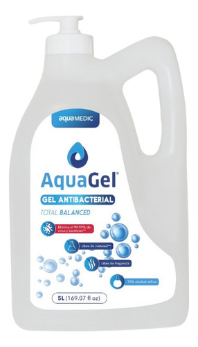 Gel Antibacterial Aquagel 70%, 5 Lt Con Dispensador