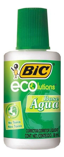 Corrector líquido blanco a base de agua Bic, 18 ml, Und
