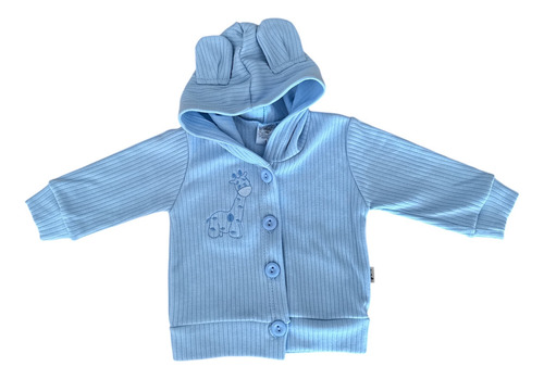 Conjunto Saquito Y Pantalón Bebes Niños Algodón Celeste 4 (9-12 Meses)