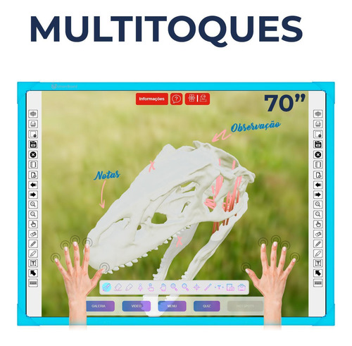 Lousa Interativa Digital Touch Unionboard 70 Polegadas Azul